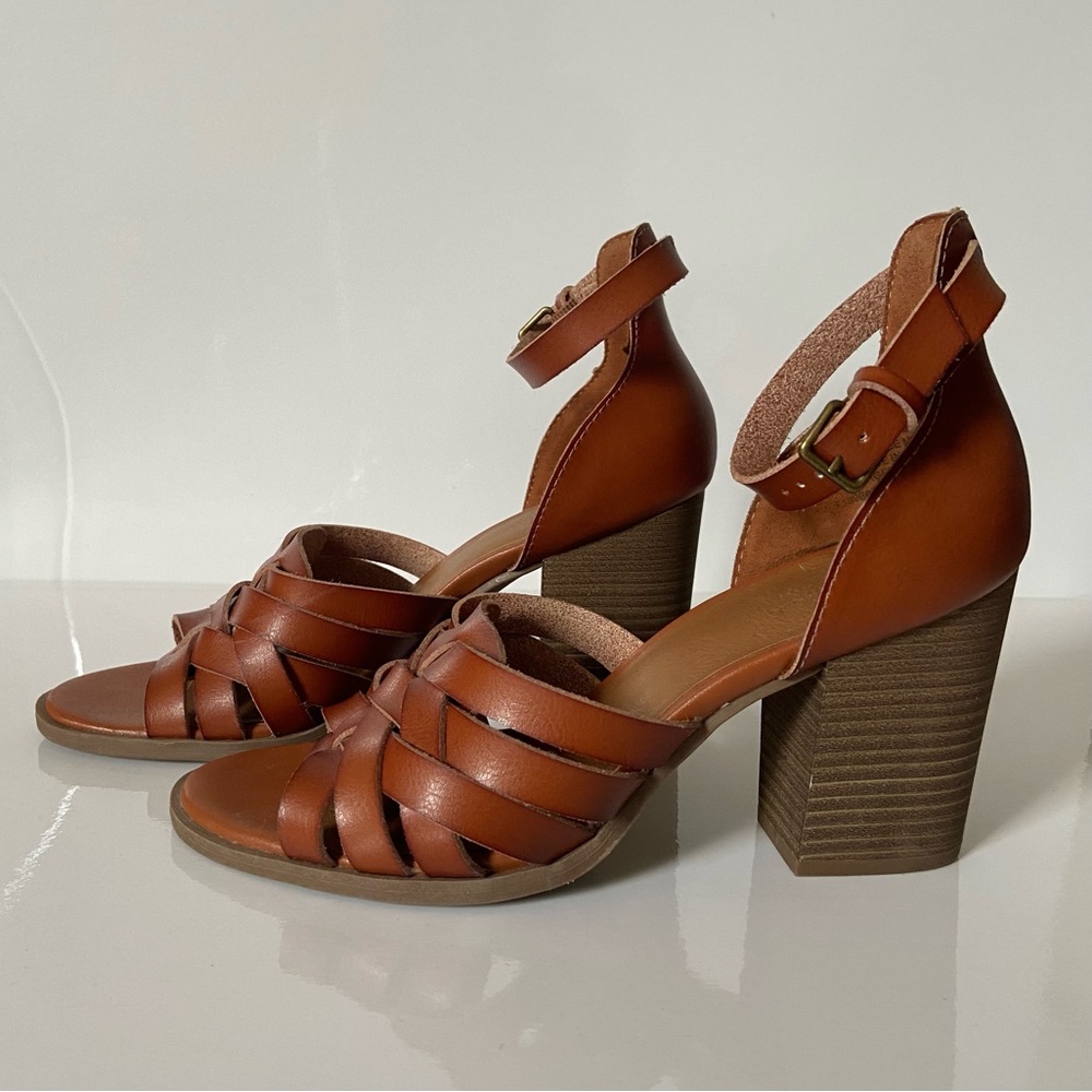 Cognac Block Heel Sandal Addie